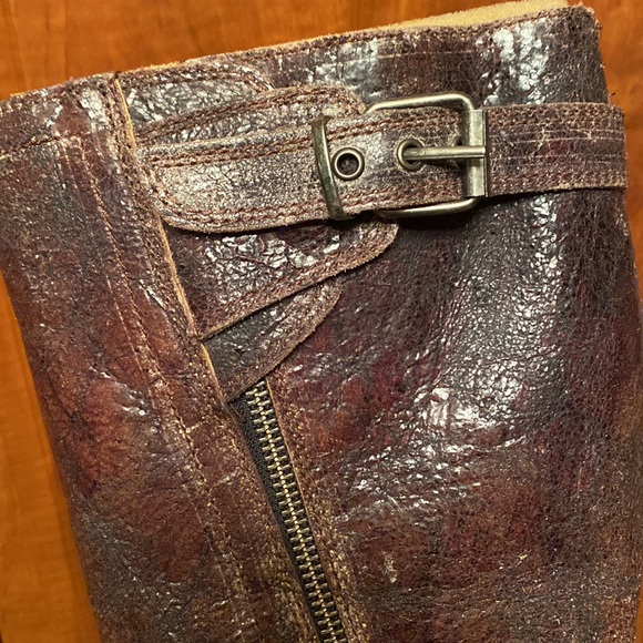 Sendra Shoes - Sendra- Brown Distressed Tall Boot- Generouse fit-Size 7 1/2 - 37.5